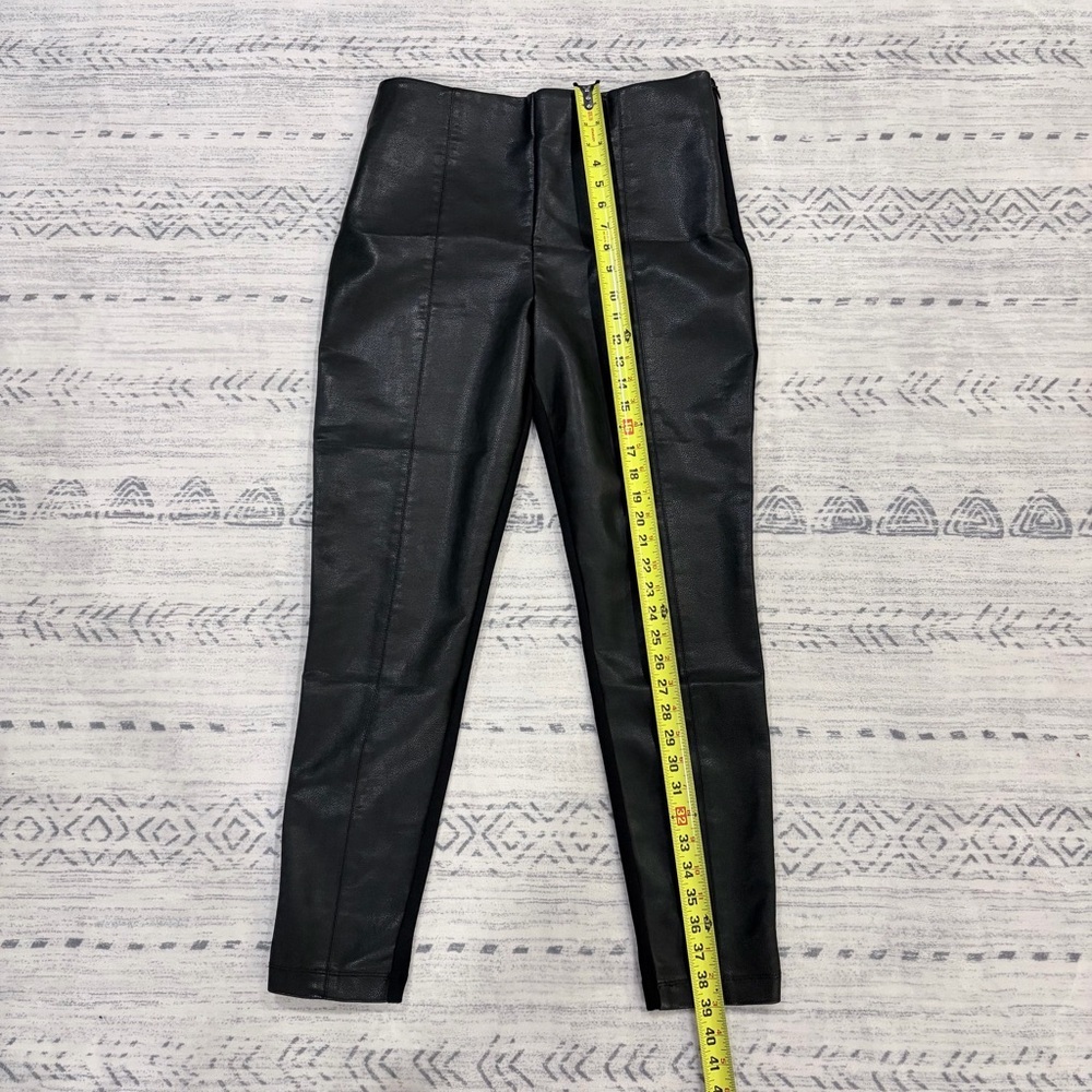Ann Taylor LOFT Black Faux Leather Mixed Media Pants Leggings L Mobwife Glam - Picture 9 of 11